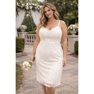 Emerald Sundae Ivory Lace Wedding Dress Plus Size 2X Elopement Courthouse Bridal